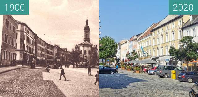 Vorher-Nachher-Bild von Stadtplatz Traunstein zwischen 1900 und 13.09.2020