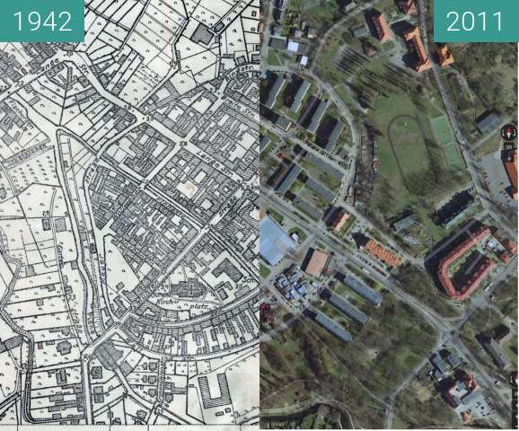 Before-and-after picture of Dąbie-Altdamm 1920-2014 between 1920 and 2011