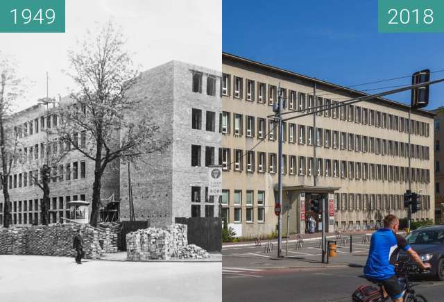 Before-and-after picture of Ulica Libelta between 1949 and 2018
