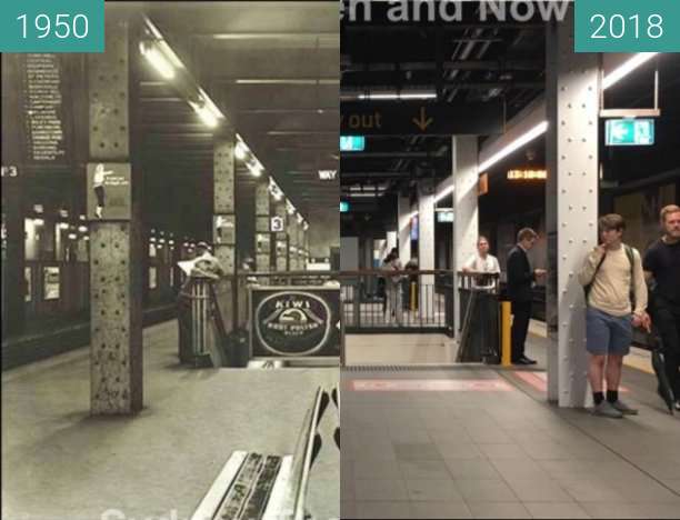 Vorher-Nachher-Bild von Wynyard Station zwischen 1950 und 2018