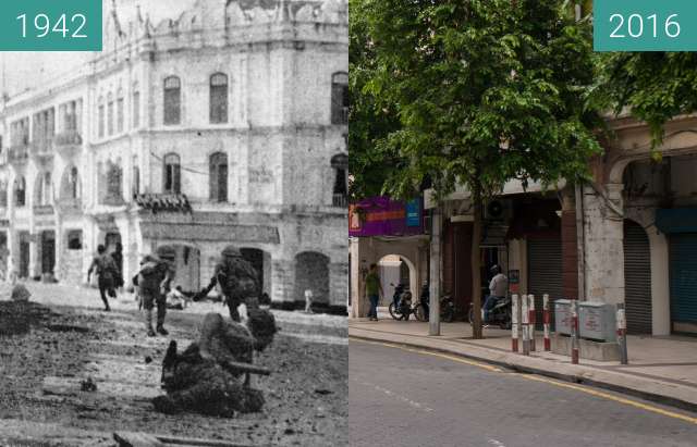 Image avant-après de Japanese troops advancing through Kuala Lumpur entre 11/01/1942 et 17/07/2016