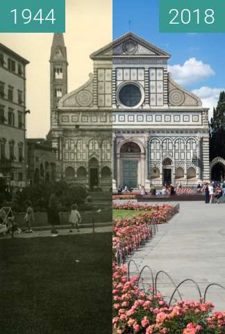 Vorher-Nachher-Bild von Florence, Italy 1944/2018, Santa Maria Novella zwischen 07.1944 und 18.05.2018