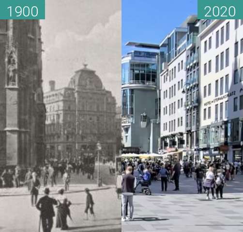 Image avant-après de Stephansdom entre 1900 et 2020