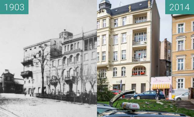 Before-and-after picture of Ulica Krysiewicza between 1903 and 2014-Aug-12