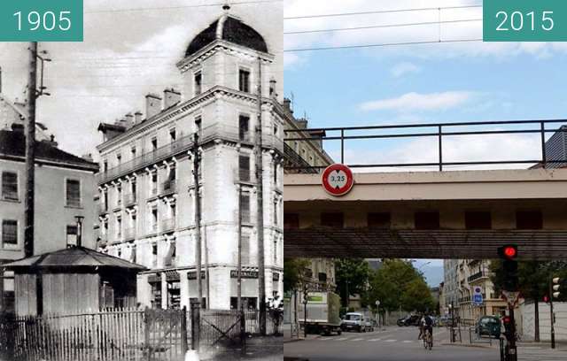 Before-and-after picture of Grenoble | Quartier de L'Aigle between 1905 and 2015-Oct-21