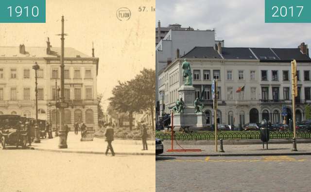 Before-and-after picture of Place du Luxembourg, Brussels between 1910 and 2017-Apr-15
