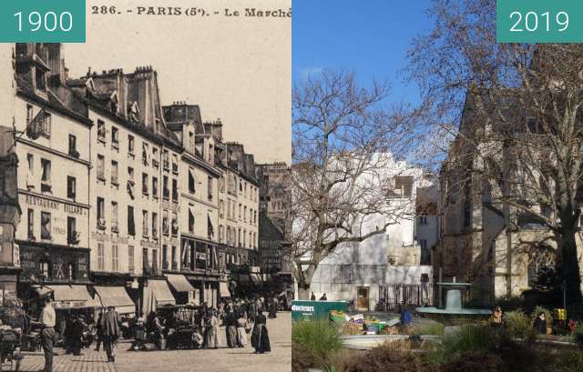 Before-and-after picture of Place St. Medard (1900) between 1900 and 2019-Feb-07