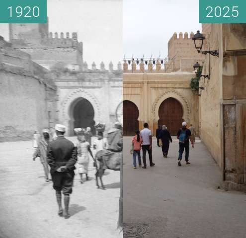 Before-and-after picture of Royal Palace of Fez between 1920 and 05/2025