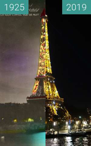 Image avant-après de Eiffel tower at night entre 1925 et 13/02/2019