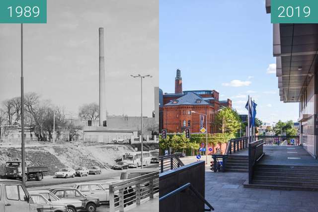 Before-and-after picture of Ulica Kościuszki between 1989 and 2019