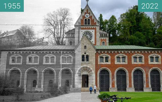 Before-and-after picture of Bad Reichenhall - Alte Saline between 1955 and 2022-Sep-10