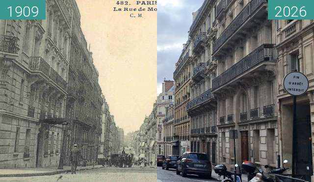 Image avant-après de rue Monceau, Paris entre 1909 et 01/03/2026