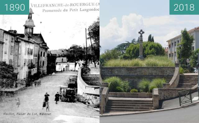 Before-and-after picture of Villefranche de rouergue between 1890 and 2018-Jul-06