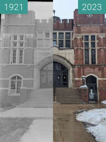 Before-and-after picture of St. Olaf Kelsey Theater 7/4/1921 - 1/18/2023 between 1921-Jul-04 and 2023-Jan-18