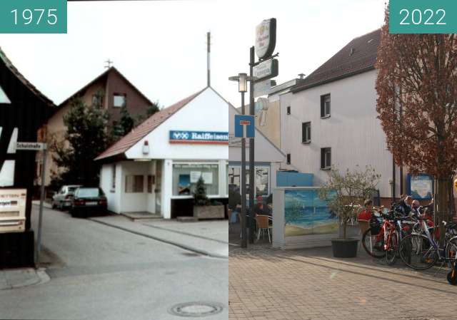Before-and-after picture of Eiscafé Europa, 76744 Maximiliansau between 1975 and 2022-Mar-13