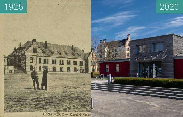 Before-and-after picture of Caprivi-Kaserne 1 between 04/1925 and 03/2020