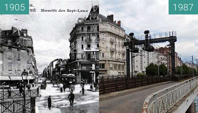 Vorher-Nachher-Bild von Grenoble | Cours Berriat : Passage à niveaux. zwischen 1905 und 2015