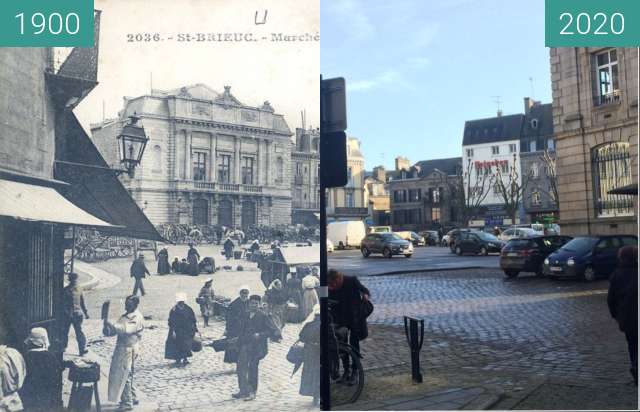 Before-and-after picture of Place de la Résistance -St-Brieuc 1900/2020 between 1900 and 12/2020