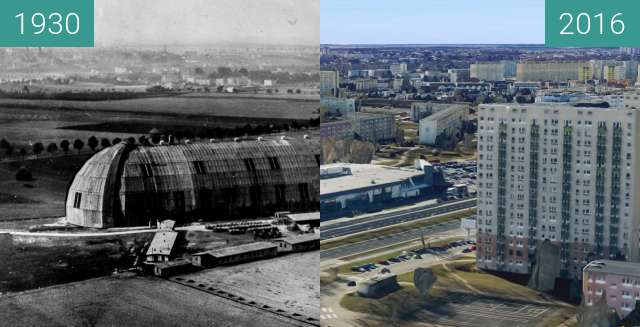 Vorher-Nachher-Bild von Hala Zepellinów zwischen 1930 und 2016