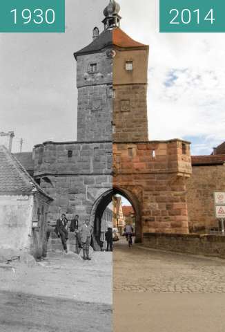 Before-and-after picture of Wolframs-Eschenbach - Oberes Tor between 1930 and 2014-Feb-07