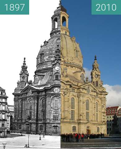 Vorher-Nachher-Bild von Frauenkirche Dresden zwischen 1897 und 30.01.2010