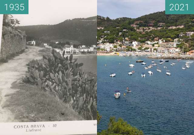 Before-and-after picture of vue llafranc between 1935 and 2021-Aug-07