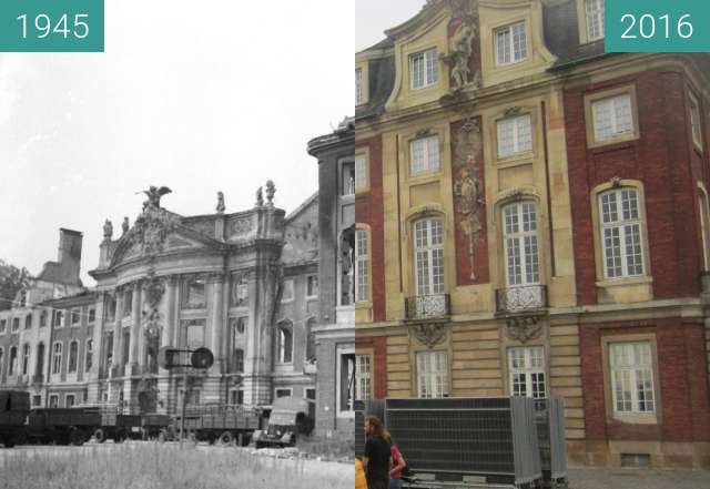 Before-and-after picture of Schloss Münster between 1945 and 2016-Sep-02
