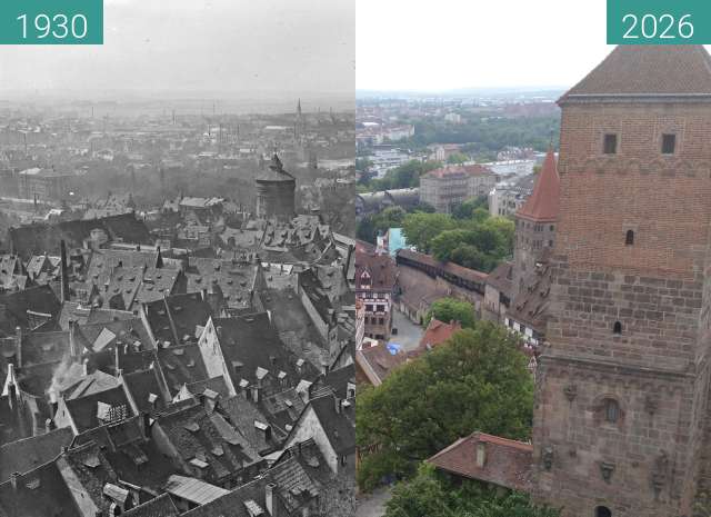 Image avant-après de Vue depuis la tour Sinwell vers l'ouest entre 1930 et 07.2026