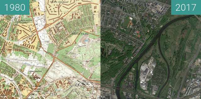 Vorher-Nachher-Bild von Poznań 1980 - Cytadela zwischen 1980 und 12.05.2017