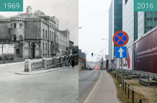 Before-and-after picture of Ulica Kościuszki between 1969 and 2016