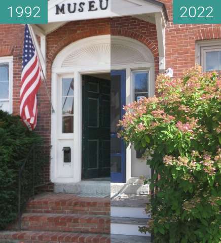Before-and-after picture of Belfast Museum Entrance, Maine between 1992 and 2022