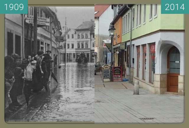 Image avant-après de Apolda Teichgasse     Ecke Darrstr. entre 1909 et 2014