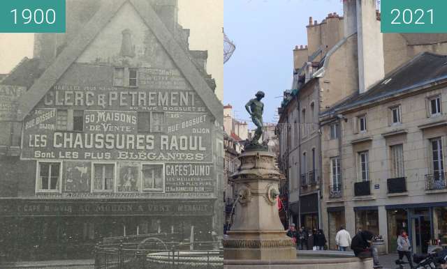 Before-and-after picture of Place Francois Rude between 1900 and 11/2021
