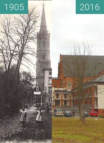 Before-and-after picture of Domkirchestrasse  (prawie Obozowa) between 1905 and 2016