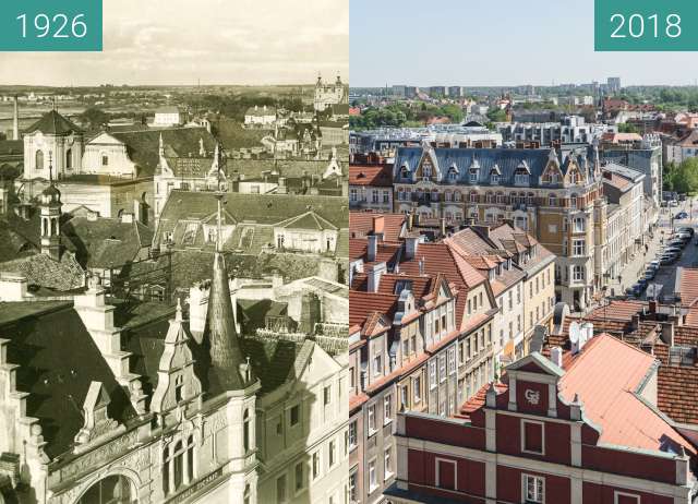 Before-and-after picture of Widok z wieży ratuszowej between 1926 and 2018
