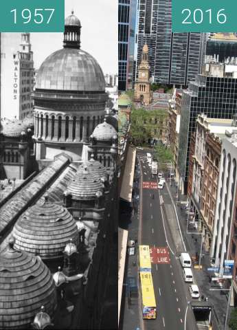 Vorher-Nachher-Bild von Queen Victoria Building 1960's and 2016 zwischen 1957 und 2016