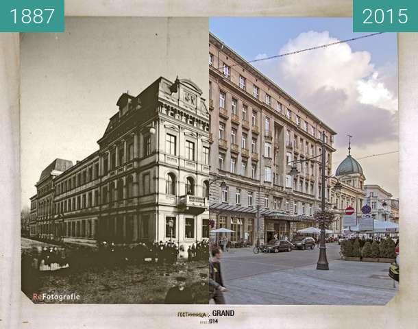 Vorher-Nachher-Bild von Grand Hotel in Lodz zwischen 1887 und 2015
