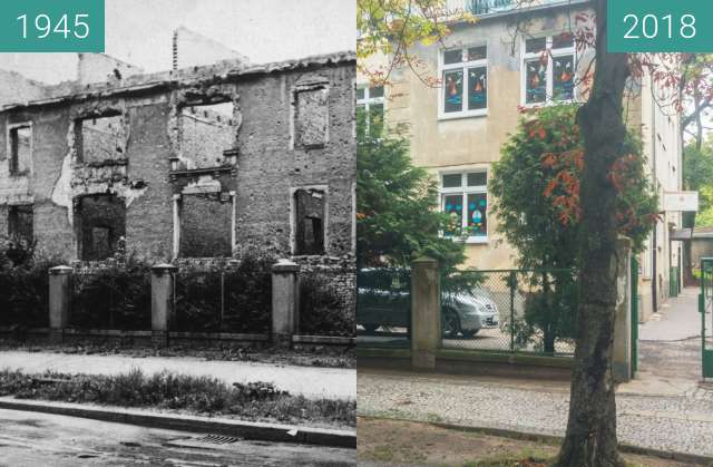 Before-and-after picture of Ulica Chopina between 1945 and 2018