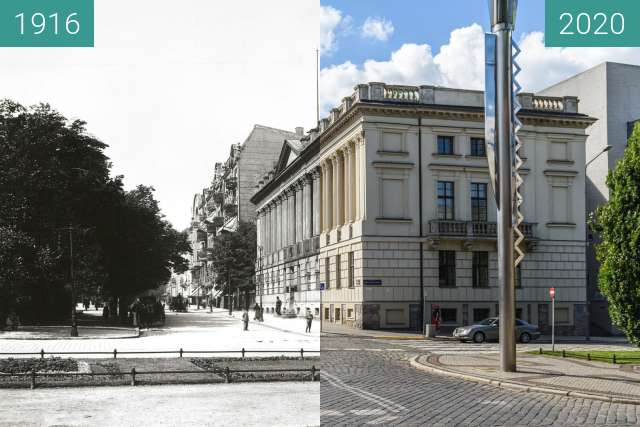 Vorher-Nachher-Bild von Plac Wolności, Biblioteka Raczyńskich zwischen 1916 und 2020