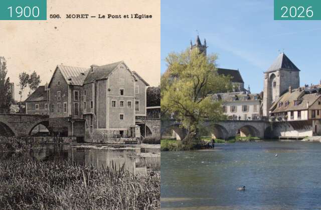 Image avant-après de Moret-sur-Loing entre 1900 et 04.2026