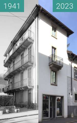 Before-and-after picture of Via Trevano - Lugano between 1941 and 2023