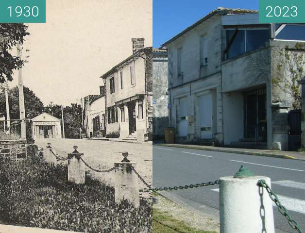 Before-and-after picture of Rue du 14 juillet à Lugon-et-l'Île-du-Carney between 1930 and 2023-Apr-06