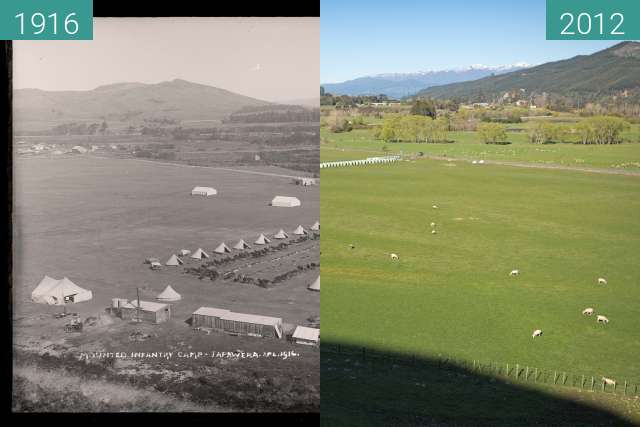Image avant-après de Mounted Infantry Camp, Tapawera, APL, 1916 entre 04.1916 et 23/09/2012