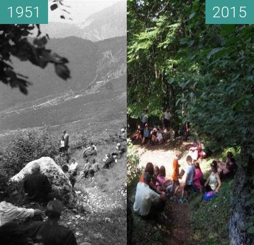Before-and-after picture of Pri sveti Marjeti 1951 in danes between 1951 and 2015