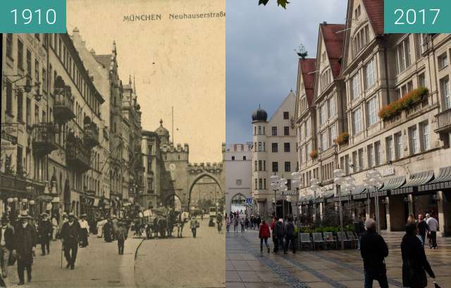 Vorher-Nachher-Bild von Karlstor in München (3) zwischen 1910 und 03.09.2017