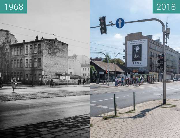 Before-and-after picture of Ulica Głogowska between 1968 and 2018