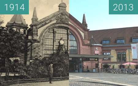 Vorher-Nachher-Bild von Der Osnabrücker Hauptbahnhof zwischen 1914 und 22.07.2013