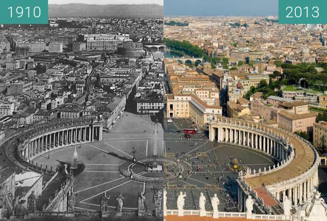 Vorher-Nachher-Bild von Via della Conciliazione zwischen 1910 und 2013