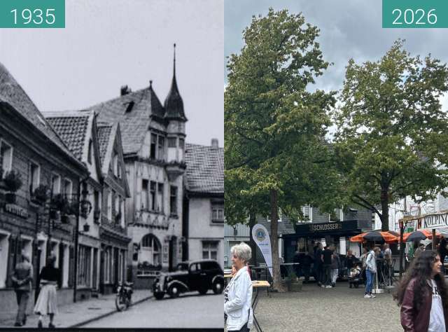 Vorher-Nachher-Bild von Markt, Mettmann zwischen 1935 und 05.09.2026