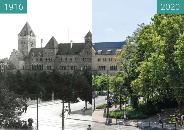 Vorher-Nachher-Bild von Zamek Cesarski zwischen 1916 und 11.08.2020